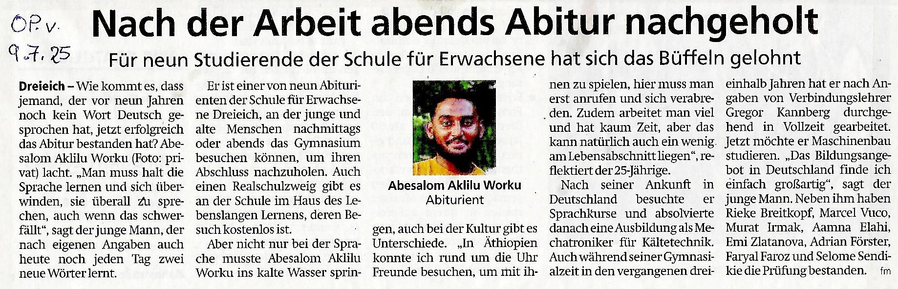 Abitur 2025 SfE3e Schule für Erwachsene Dreieich